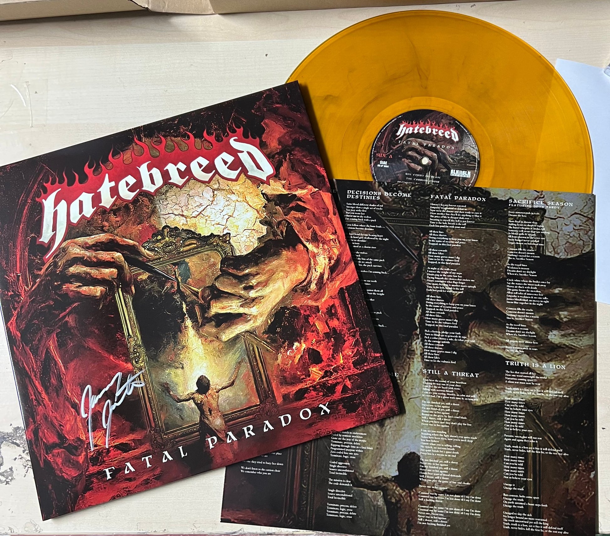 Hatebreed Fatal Paradox orange marble vinyl