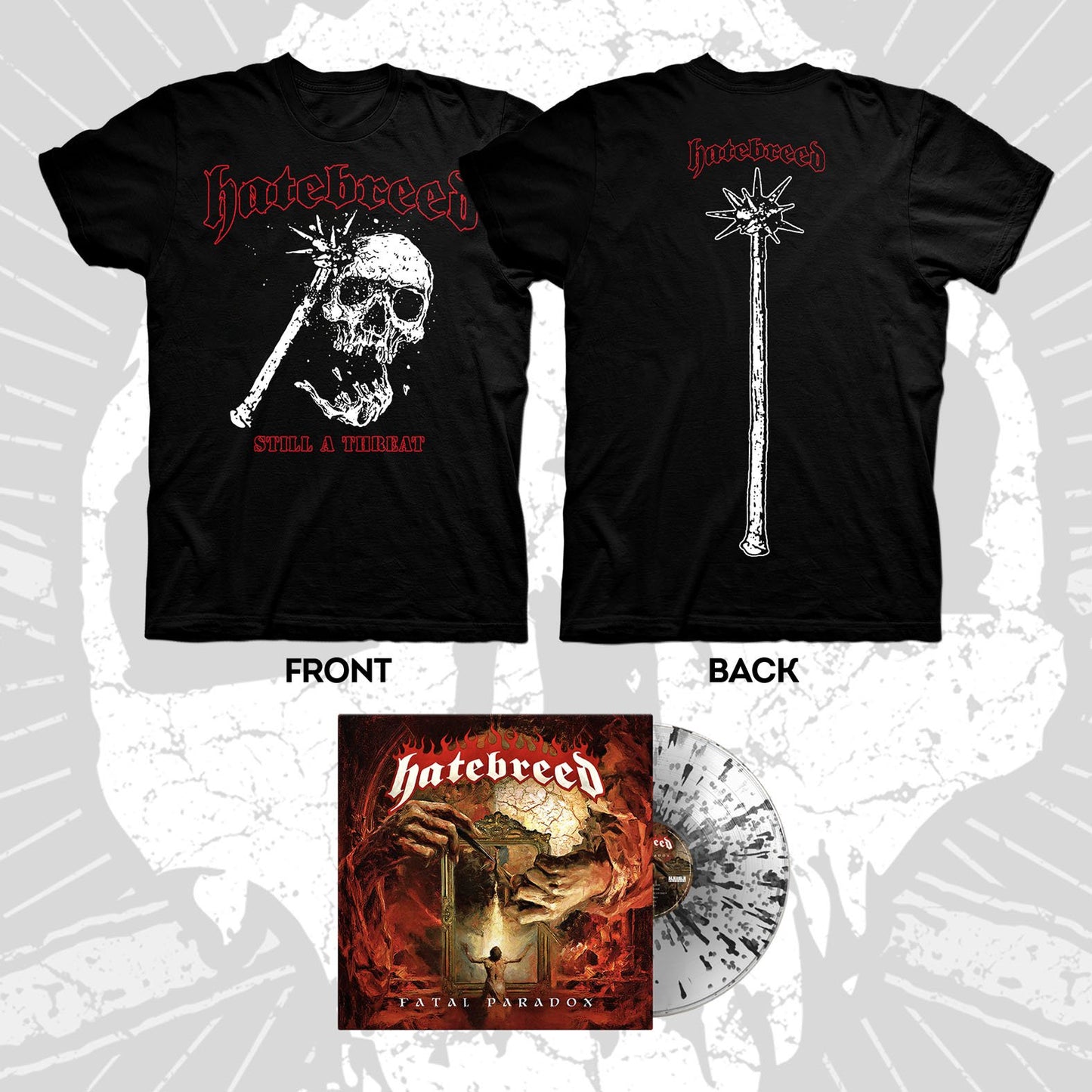 Hatebreed Still A Threat shirt and Fatal Paradox Crystal Black Splatter vinyl